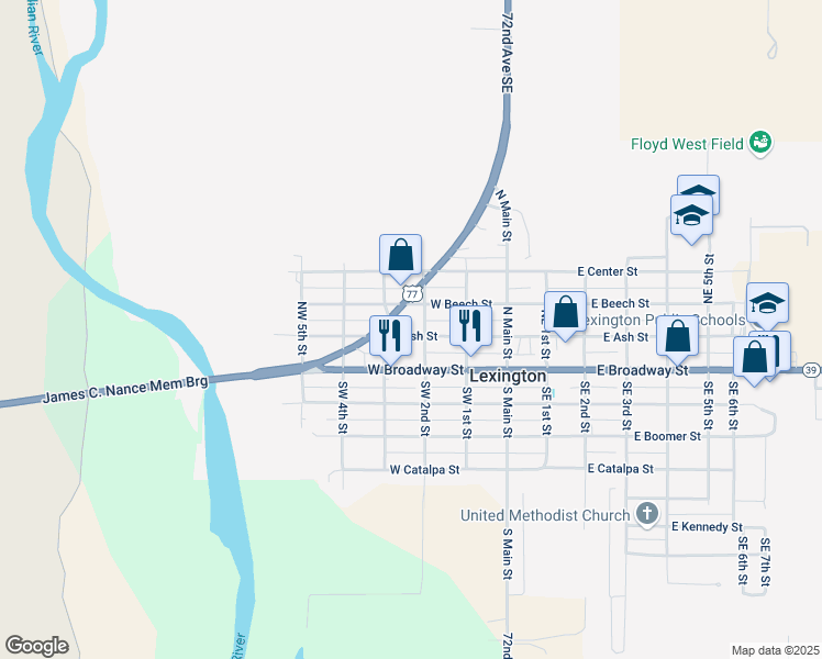 map of restaurants, bars, coffee shops, grocery stores, and more near 311 West Ash Street in Lexington