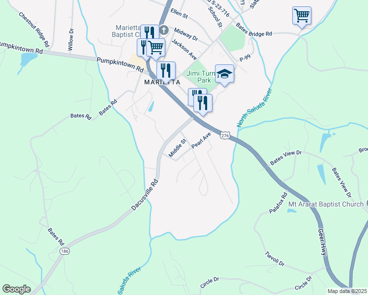 map of restaurants, bars, coffee shops, grocery stores, and more near 106 Carswell Avenue in Slater-Marietta