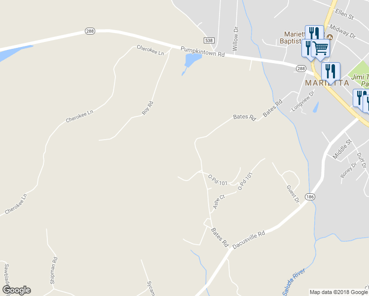 map of restaurants, bars, coffee shops, grocery stores, and more near 153 Bates Road in Greenville County