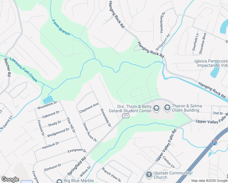 map of restaurants, bars, coffee shops, grocery stores, and more near 20 Wedgefield Drive in Boiling Springs