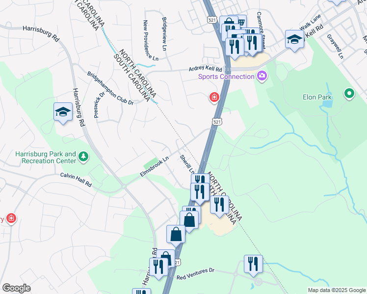 map of restaurants, bars, coffee shops, grocery stores, and more near 28205 Carolina Academy Road in Charlotte