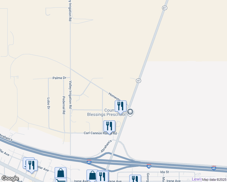 map of restaurants, bars, coffee shops, grocery stores, and more near 13 Homestead Drive in Moriarty
