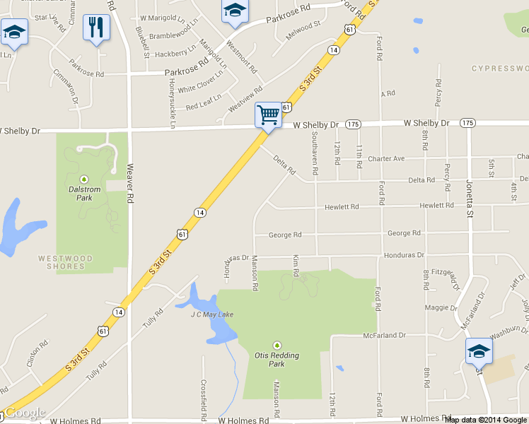 map of restaurants, bars, coffee shops, grocery stores, and more near 4830 Manson Road in Memphis