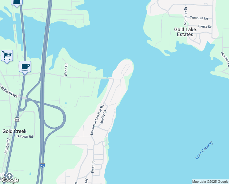 map of restaurants, bars, coffee shops, grocery stores, and more near 1 Fred Lane in Conway