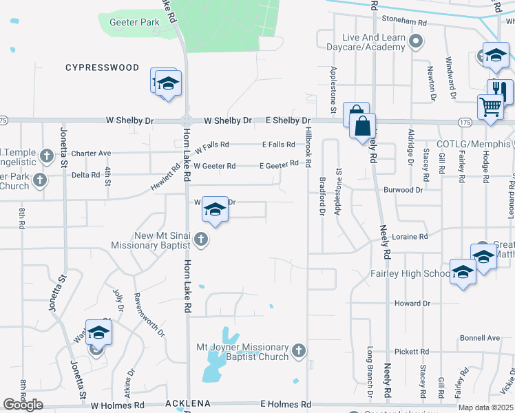 map of restaurants, bars, coffee shops, grocery stores, and more near 12 East Paxton Lane in Memphis