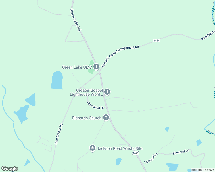 map of restaurants, bars, coffee shops, grocery stores, and more near 566 Green Lake Road in Rockingham