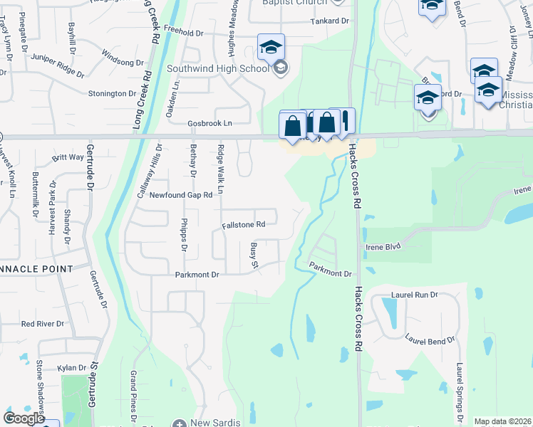 map of restaurants, bars, coffee shops, grocery stores, and more near 7875 Fallstone Road in Memphis