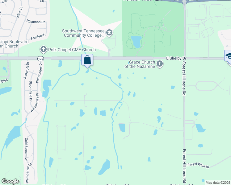 map of restaurants, bars, coffee shops, grocery stores, and more near 8828 Old Creek Road in Memphis