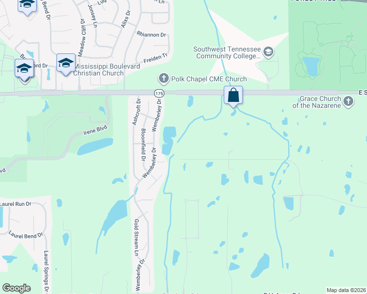 map of restaurants, bars, coffee shops, grocery stores, and more near 8560 Old Creek Road in Memphis