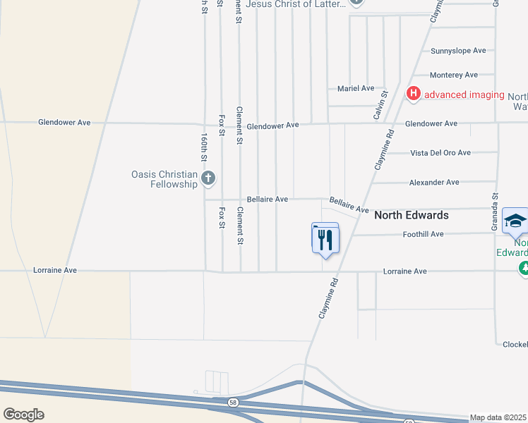 map of restaurants, bars, coffee shops, grocery stores, and more near 13214 Lamel Street in North Edwards