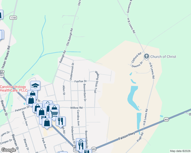 map of restaurants, bars, coffee shops, grocery stores, and more near 801 Walking Stick Trail in Clinton