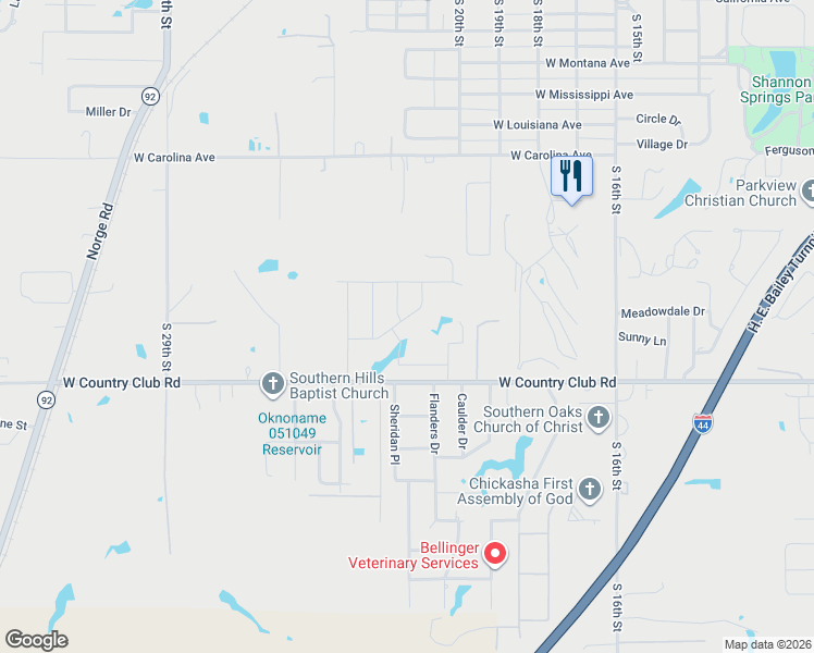 map of restaurants, bars, coffee shops, grocery stores, and more near in Chickasha