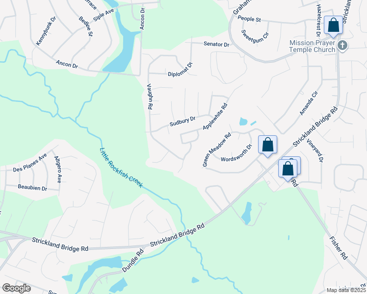 map of restaurants, bars, coffee shops, grocery stores, and more near 6564 Applewhite Road in Fayetteville