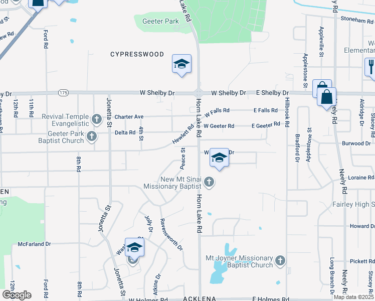 map of restaurants, bars, coffee shops, grocery stores, and more near 4777 Horn Lake Road in Memphis