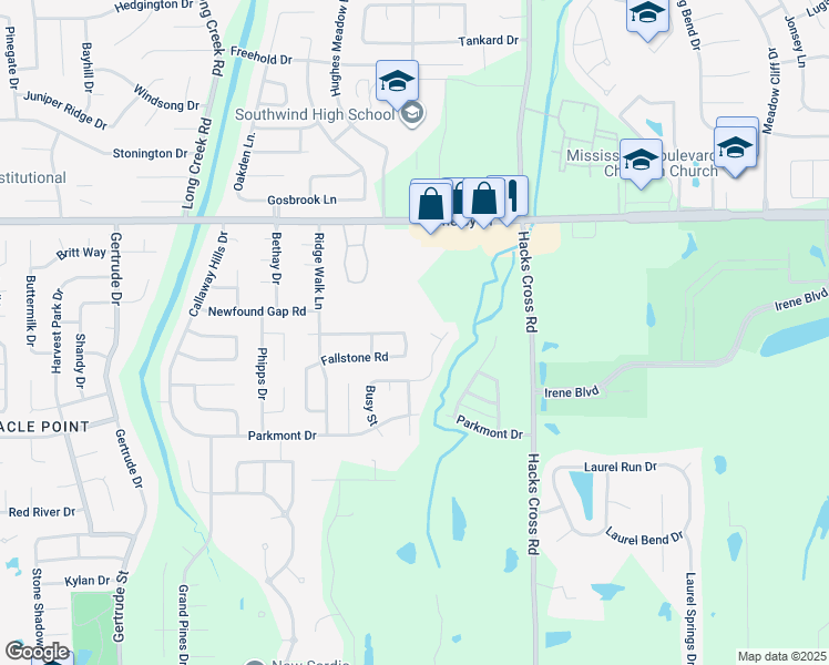 map of restaurants, bars, coffee shops, grocery stores, and more near 4816 Pine Forrest Drive in Memphis