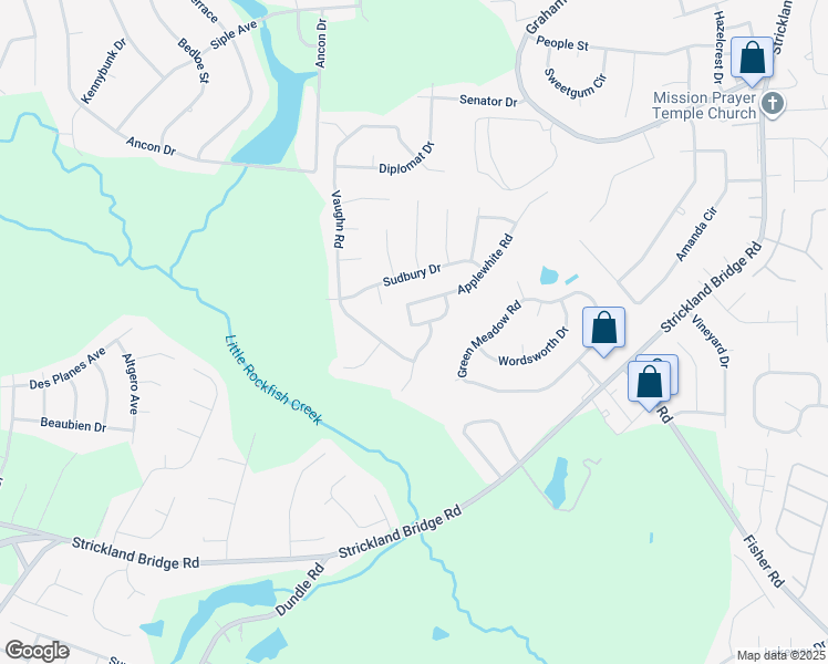 map of restaurants, bars, coffee shops, grocery stores, and more near 6564 Applewhite Road in Fayetteville