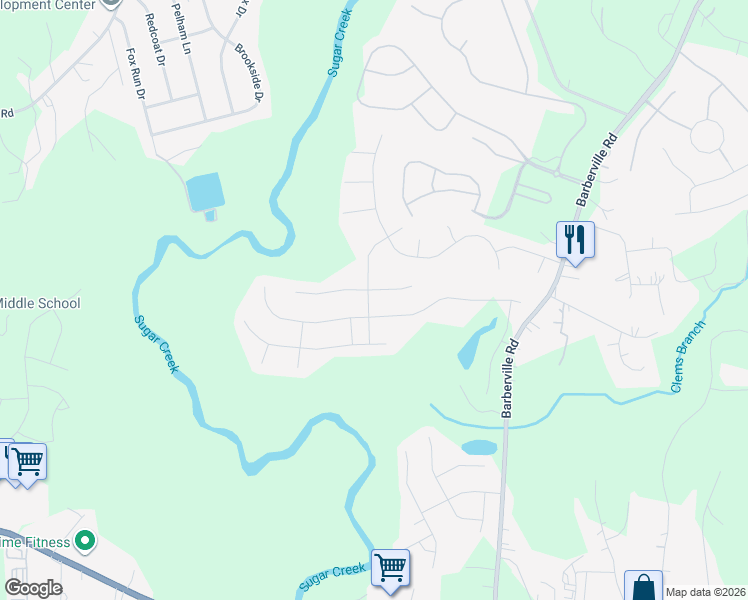 map of restaurants, bars, coffee shops, grocery stores, and more near 3550 Jumprock Road in Indian Land