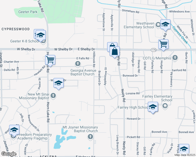 map of restaurants, bars, coffee shops, grocery stores, and more near 4811 Bradford Drive in Memphis