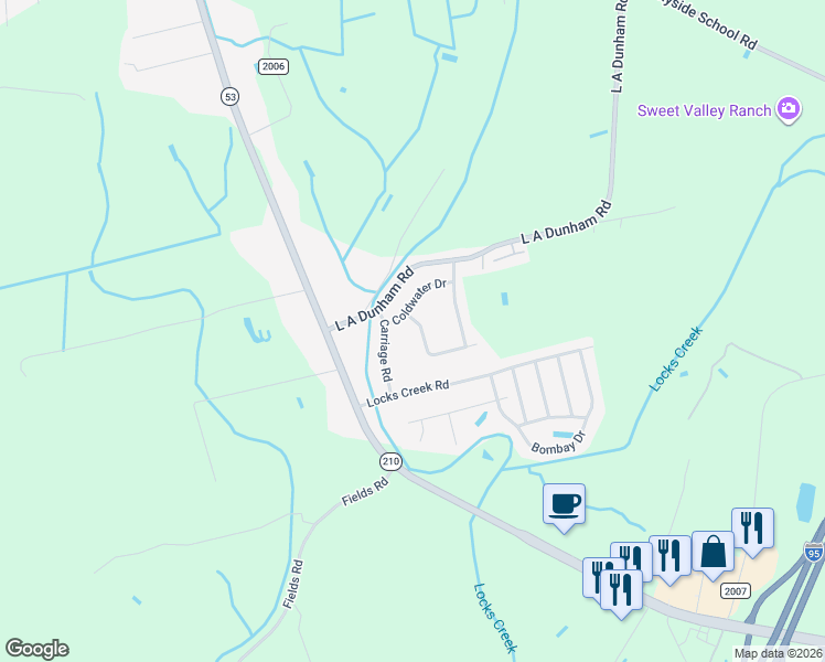 map of restaurants, bars, coffee shops, grocery stores, and more near 905 Coldwater Drive in Fayetteville