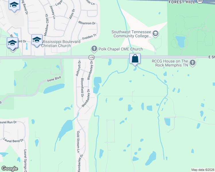 map of restaurants, bars, coffee shops, grocery stores, and more near 8560 Old Creek Road in Memphis