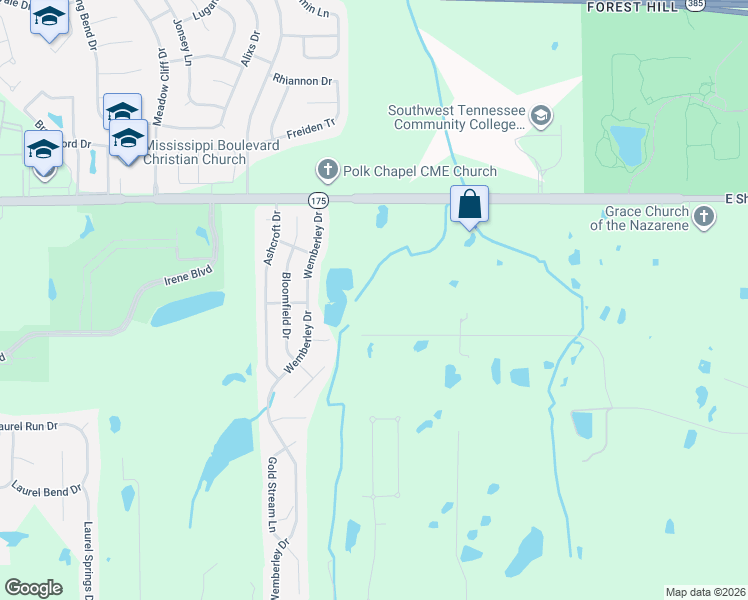 map of restaurants, bars, coffee shops, grocery stores, and more near 8560 Old Creek Road in Memphis