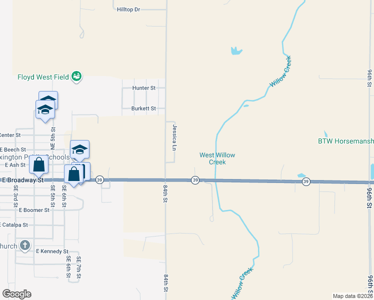 map of restaurants, bars, coffee shops, grocery stores, and more near 16549 Jessica Lane in Lexington