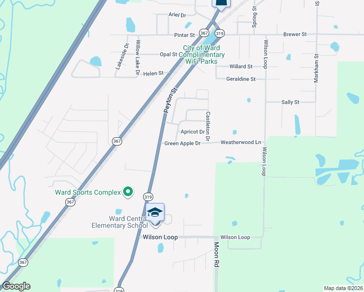 map of restaurants, bars, coffee shops, grocery stores, and more near 26 Green Apple Drive in Ward