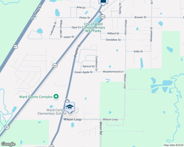 map of restaurants, bars, coffee shops, grocery stores, and more near 40 Green Apple Drive in Ward