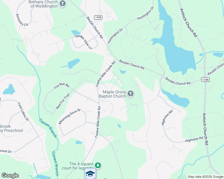 map of restaurants, bars, coffee shops, grocery stores, and more near 304 Maple Grove Church Road in Matthews