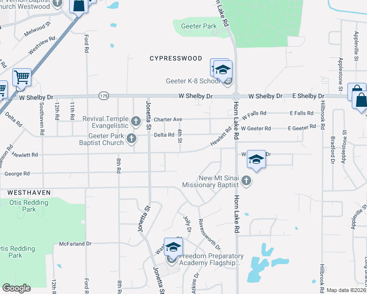 map of restaurants, bars, coffee shops, grocery stores, and more near 288 Hewlett Road in Memphis