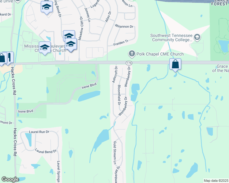 map of restaurants, bars, coffee shops, grocery stores, and more near 4795 Bloomfield Drive in Memphis