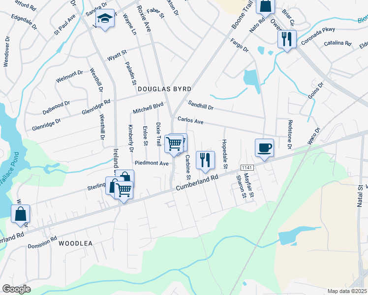 map of restaurants, bars, coffee shops, grocery stores, and more near 3701 Boone Trail in Fayetteville