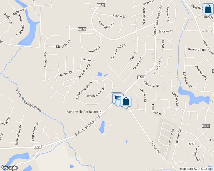 map of restaurants, bars, coffee shops, grocery stores, and more near 1907 Wordsworth Drive in Fayetteville