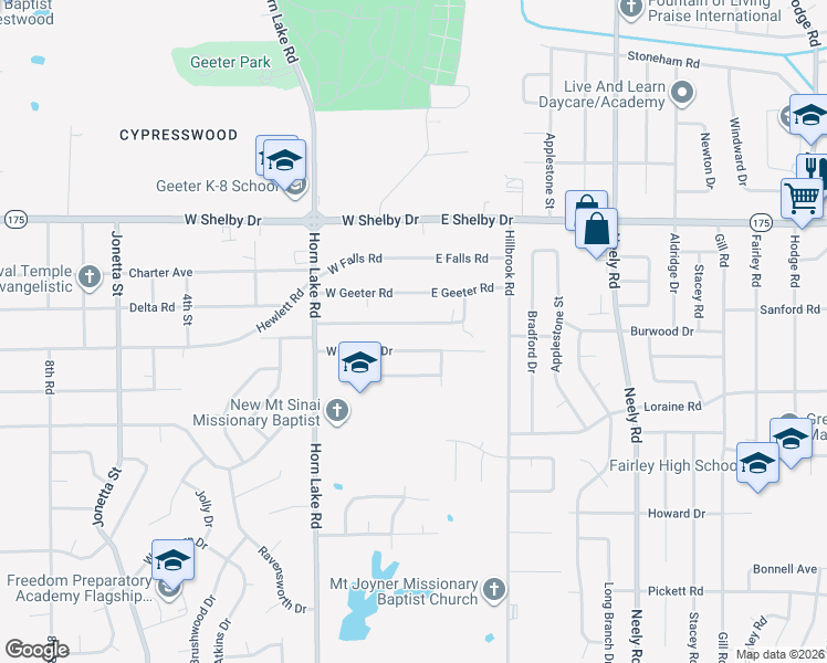 map of restaurants, bars, coffee shops, grocery stores, and more near 13 East Armstrong Road in Memphis