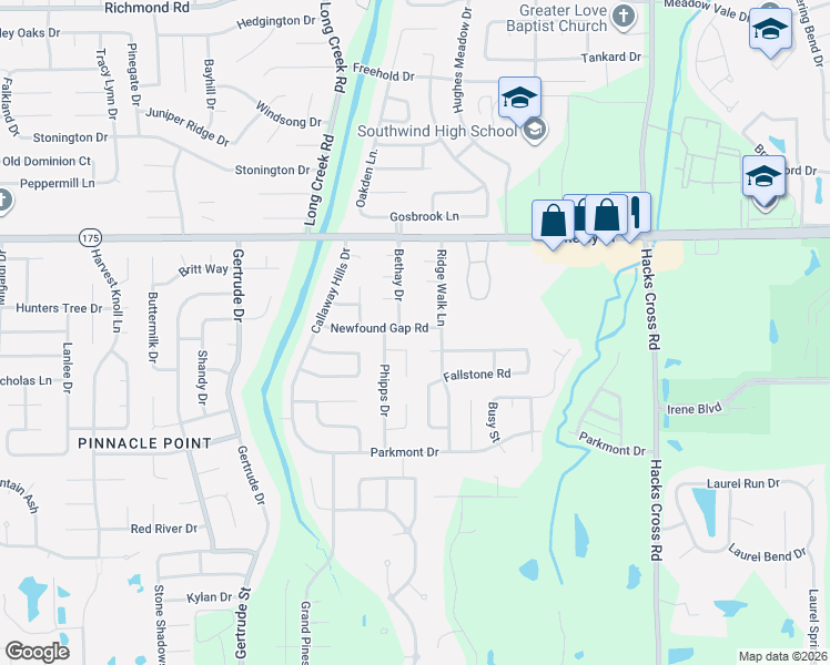map of restaurants, bars, coffee shops, grocery stores, and more near 7735 Newfound Gap Road in Memphis