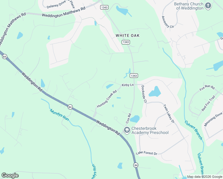 map of restaurants, bars, coffee shops, grocery stores, and more near 449 Hunting Creek Road in Weddington