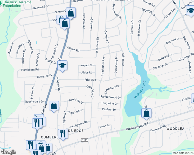 map of restaurants, bars, coffee shops, grocery stores, and more near 1994 Aspen Circle in Fayetteville