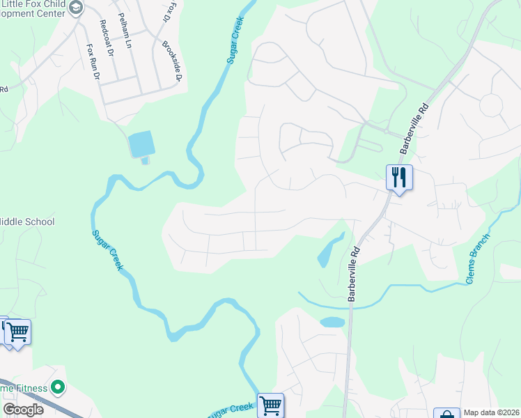 map of restaurants, bars, coffee shops, grocery stores, and more near 3550 Jumprock Road in Indian Land