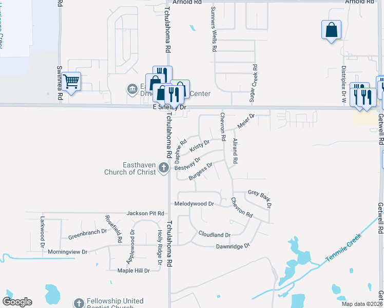 map of restaurants, bars, coffee shops, grocery stores, and more near 3350 Bestway Drive in Memphis