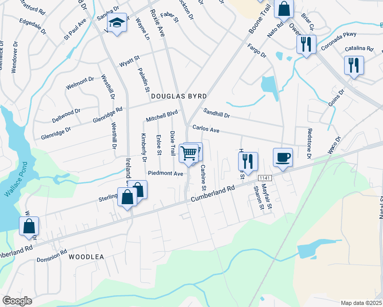map of restaurants, bars, coffee shops, grocery stores, and more near 3701 Boone Trail in Fayetteville