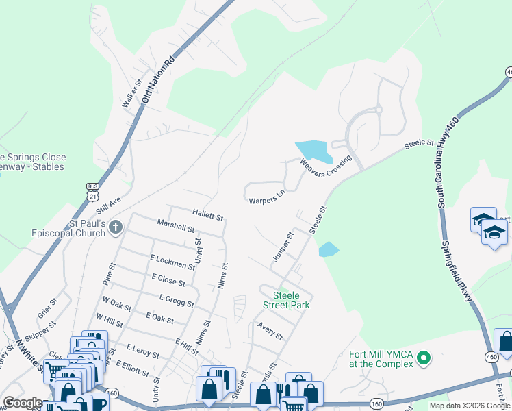 map of restaurants, bars, coffee shops, grocery stores, and more near in Fort Mill