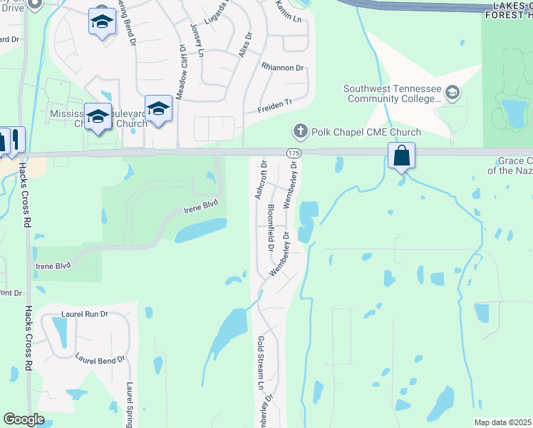 map of restaurants, bars, coffee shops, grocery stores, and more near 4795 Bloomfield Drive in Memphis
