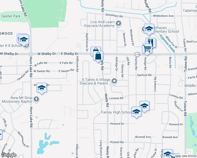 map of restaurants, bars, coffee shops, grocery stores, and more near 206 Burwood Drive in Memphis