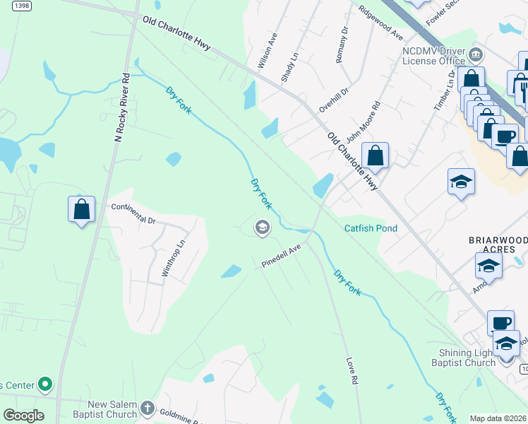 map of restaurants, bars, coffee shops, grocery stores, and more near 1836 Winfield Drive in Monroe