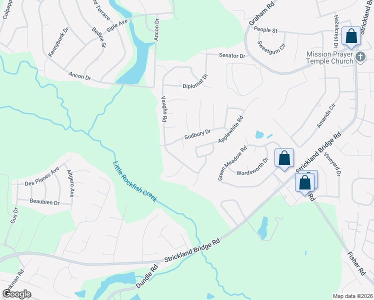 map of restaurants, bars, coffee shops, grocery stores, and more near 6809 Leeds Court in Fayetteville