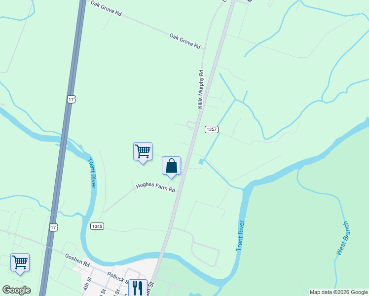 map of restaurants, bars, coffee shops, grocery stores, and more near 8316 U.S. 17 in Pollocksville