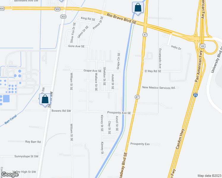 map of restaurants, bars, coffee shops, grocery stores, and more near 4309 Axtell Street Southeast in Albuquerque