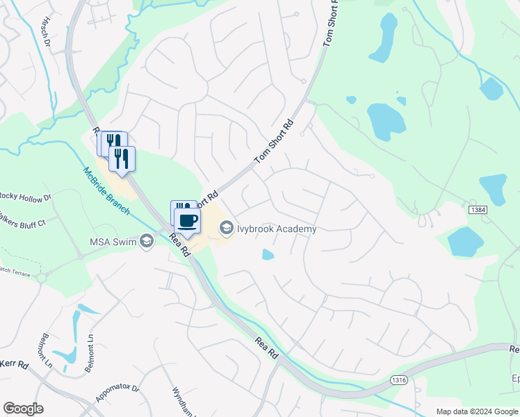 map of restaurants, bars, coffee shops, grocery stores, and more near 8705 Gracefield Drive in Waxhaw