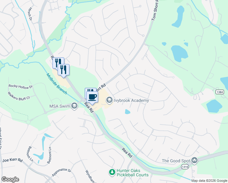 map of restaurants, bars, coffee shops, grocery stores, and more near 8804 Gracefield Drive in Waxhaw