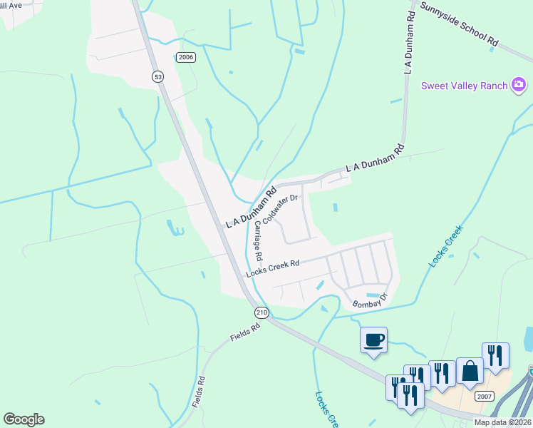 map of restaurants, bars, coffee shops, grocery stores, and more near 905 Coldwater Drive in Fayetteville
